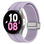 For Samsung Galaxy Watch7 40 / 44mm Magnetic Folding Silver Buckle Silicone Watch Band(Purple)