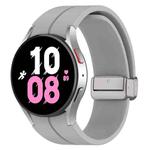 For Samsung Galaxy Watch FE 40mm Magnetic Folding Silver Buckle Silicone Watch Band(Light Gray)