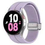 For Samsung Galaxy Watch FE 40mm Magnetic Folding Silver Buckle Silicone Watch Band(Purple)