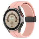 For Samsung Galaxy Watch FE 40mm Magnetic Folding Black Buckle Silicone Watch Band(Light Pink)