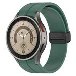 For Samsung Galaxy Watch FE 40mm Magnetic Folding Black Buckle Silicone Watch Band(Dark Green)