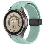 For Samsung Galaxy Watch7 40 / 44mm Magnetic Folding Black Buckle Silicone Watch Band(Teal Green)