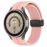 For Samsung Galaxy Watch7 40 / 44mm Magnetic Folding Black Buckle Silicone Watch Band(Light Pink)