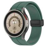 For Samsung Galaxy Watch7 40 / 44mm Magnetic Folding Black Buckle Silicone Watch Band(Dark Green)