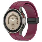 For Samsung Galaxy Watch7 40 / 44mm Magnetic Folding Black Buckle Silicone Watch Band(Wine Red)