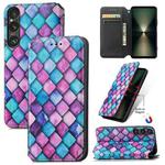 For Sony Xperia 1 VI CaseNeo Colorful Magnetic Leather Phone Case(Purple Scales)