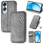 For OPPO A60 Cubic Grid Pressed Magnetic Leather Phone Case(Gray)