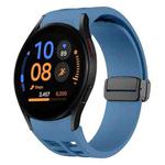 Fof Samsung Galaxy Watch FE 40mm Richard Magnetic Folding Black Buckle Silicone Watch Band(Blue)