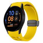 Fof Samsung Galaxy Watch FE 40mm Richard Magnetic Folding Black Buckle Silicone Watch Band(Yellow)
