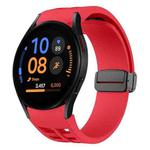 Fof Samsung Galaxy Watch FE 40mm Richard Magnetic Folding Black Buckle Silicone Watch Band(Red)