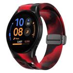 Fof Samsung Galaxy Watch FE 40mm Richard Magnetic Folding Black Buckle Silicone Watch Band(Black Red Camouflage)