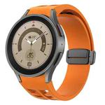 For Sansung Galaxy Watch 5 Pro 45mm Richard Magnetic Folding Black Buckle Silicone Watch Band(Orange)