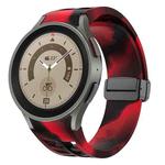 For Sansung Galaxy Watch 5 Pro 45mm Richard Magnetic Folding Black Buckle Silicone Watch Band(Black Red Camouflage)