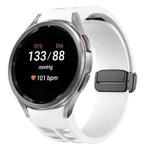 For Samsung Galaxy Watch 7 40 / 44mm Richard Magnetic Folding Black Buckle Silicone Watch Band(White)