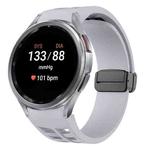 For Samsung Galaxy Watch 7 40 / 44mm Richard Magnetic Folding Black Buckle Silicone Watch Band(Light Gray)