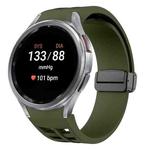 For Samsung Galaxy Watch 7 40 / 44mm Richard Magnetic Folding Black Buckle Silicone Watch Band(Army Green)