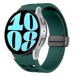 For Samsung Galaxy Watch 6 40 / 44mm Richard Magnetic Folding Black Buckle Silicone Watch Band(Dark Green)