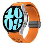 For Samsung Galaxy Watch 6 40 / 44mm Richard Magnetic Folding Black Buckle Silicone Watch Band(Orange)