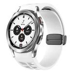 For Samsung Galaxy Watch 4 classic 42 / 46mm Richard Magnetic Folding Black Buckle Silicone Watch Band(White)