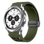 For Samsung Galaxy Watch 4 classic 42 / 46mm Richard Magnetic Folding Black Buckle Silicone Watch Band(Army Green)