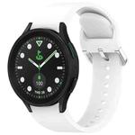 For Samsung Galaxy watch 5 Pro Golf Edition Solid Color Silver Buckle Quick Release Silicone Watch Band(White)