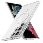 For Samsung Galaxy S22 Ultra 5G Ice Color Magnetic Series TPU Hybrid Acrylic Magsafe Phone Case(Transparent)
