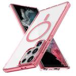 For Samsung Galaxy S22 Ultra 5G Ice Color Magnetic Series TPU Hybrid Acrylic Magsafe Phone Case(Pink)