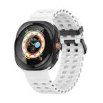 For Samsung Galaxy Watch Ultra 47mm Ocean Dual Row Hole Silicone Watch Band(White)