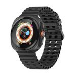 For Samsung Galaxy Watch Ultra 47mm Ocean Dual Row Hole Silicone Watch Band(Black)