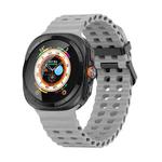 For Samsung Galaxy Watch Ultra 47mm Ocean Dual Row Hole Silicone Watch Band(Grey)