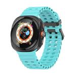 For Samsung Galaxy Watch Ultra 47mm Ocean Dual Row Hole Silicone Watch Band(Teal)