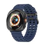 For Samsung Galaxy Watch Ultra 47mm Ocean Dual Row Hole Silicone Watch Band(Dark Blue)