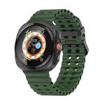For Samsung Galaxy Watch Ultra 47mm Ocean Dual Row Hole Silicone Watch Band(Green)
