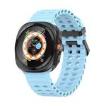 For Samsung Galaxy Watch Ultra 47mm Ocean Dual Row Hole Silicone Watch Band(Light Blue)