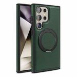 For Samsung Galaxy S24 Ultra 5G Yashi 360 Degree Rotating MagSafe Bracket Phone Case(Dark Green)