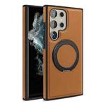 For Samsung Galaxy S22 Ultra 5G Yashi 360 Degree Rotating MagSafe Bracket Phone Case(Brown)