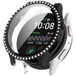 For Samsung Galaxy Watch 7 40mm Single Row Diamond PC + Tempered Film Integrated Watch Protective Case(Black)