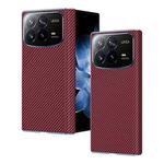 For Xiaomi MIX Fold 4 Electroplated Carbon Fiber Pattern Folding Phone Case with Hinge(Red)