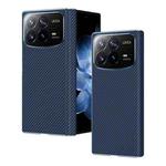 For Xiaomi MIX Fold 4 Electroplated Carbon Fiber Pattern Folding Phone Case with Hinge(Blue)