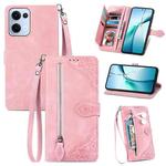 For OPPO Reno13 Pro Embossed Flower Zipper Leather Phone Case(Pink)