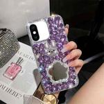 For iPhone XS Max Diamond Mirror Bunny Handmade PC Phone Case(Purple Flower Mirror)