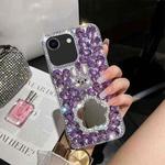 For iPhone SE 2022 /  7 / 8  Diamond Mirror Bunny Handmade PC Phone Case(Purple Flower Mirror)