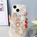 For iPhone 14 Diamond Inlaid Rose PC Phone Case(White)