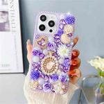 For iPhone 13 Pro Max Diamond Inlaid Rose PC Phone Case(Purple)