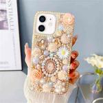 For iPhone 12 Diamond Inlaid Rose PC Phone Case(Yellow)