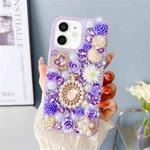 For iPhone 12 Diamond Inlaid Rose PC Phone Case(Purple)