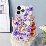 For iPhone 11 Pro Diamond Inlaid Rose PC Phone Case(Purple)