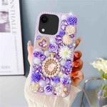 For iPhone XR Diamond Inlaid Rose PC Phone Case(Purple)