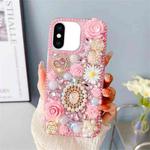 For iPhone XS Max Diamond Inlaid Rose PC Phone Case(Pink)