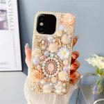 For iPhone X / XS Diamond Inlaid Rose PC Phone Case(Yellow)